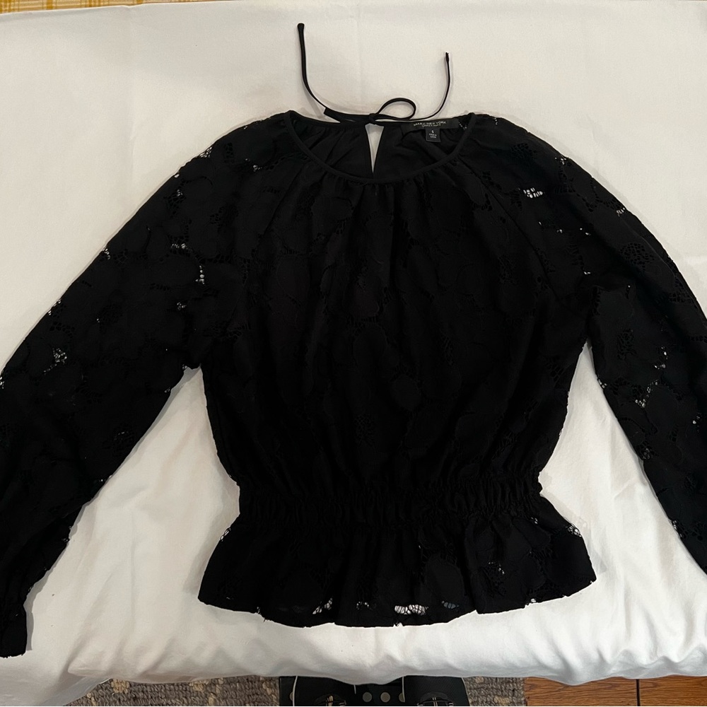 Ladies black lace top with lined bodice, Size S